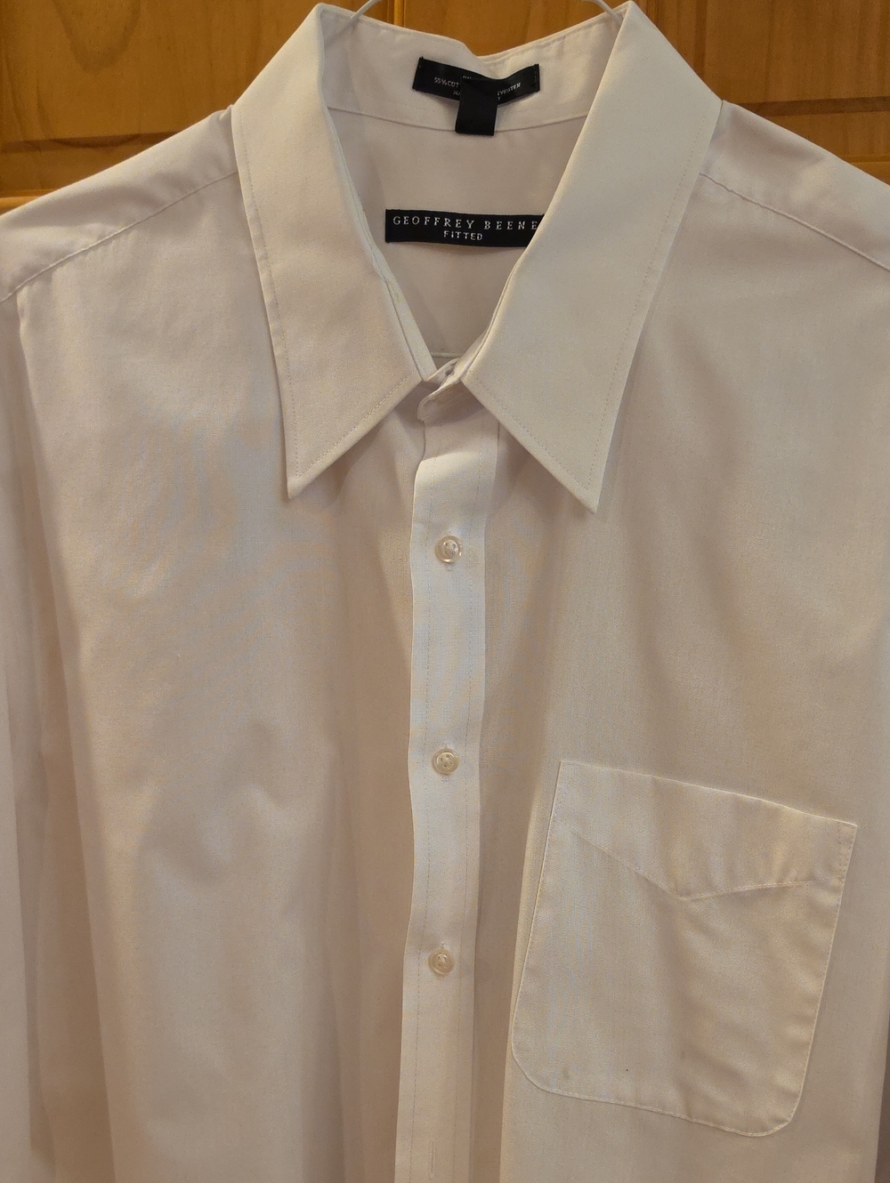 Geoffrey Beene Men's Classic White Dress Shirt with Chest Pocket